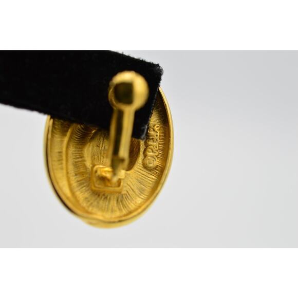 Erwin Pearl Vintage Clip On Earrings Brushed Gold Silver PEP Signed NOS 1980s 9F - Picture 7 of 8